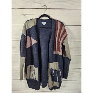 Yaira‎ Women's Blue Stretch Long Sleeve Pockets Open Front Cardigan Size XL